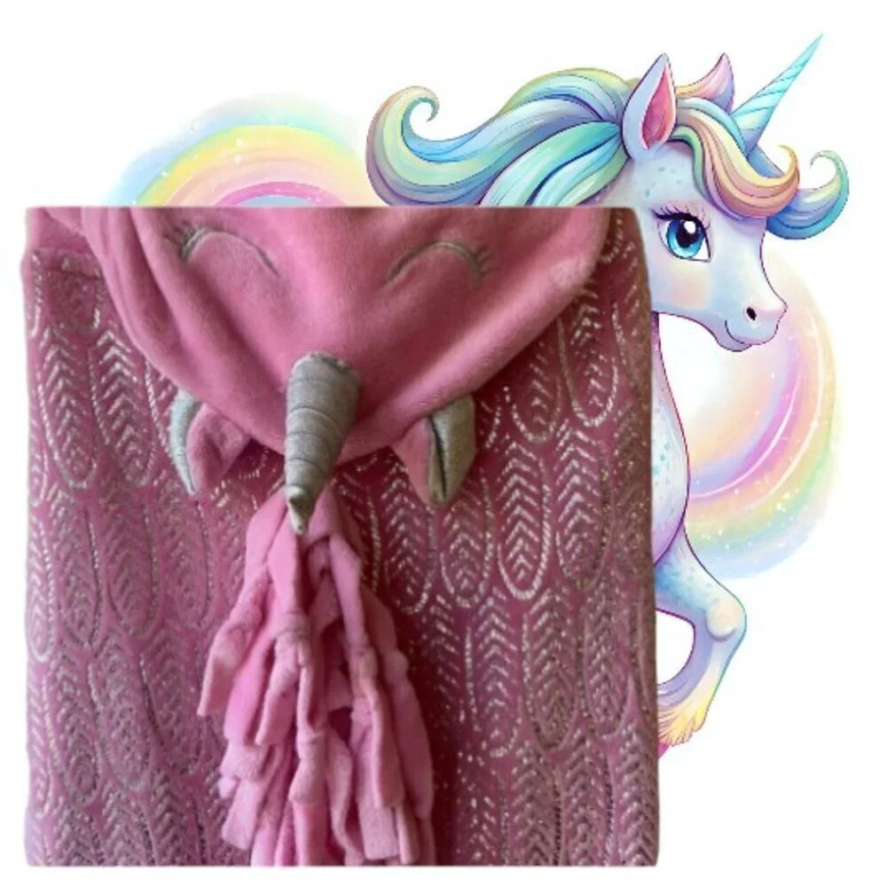 Justice Silver Sparkle Unicorn Design Blanket Wrap